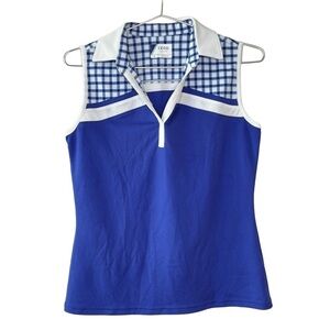 IZOD Golf Collared Polo Tank Top Plaid Checkered Preppy Tennis Prep Sporty